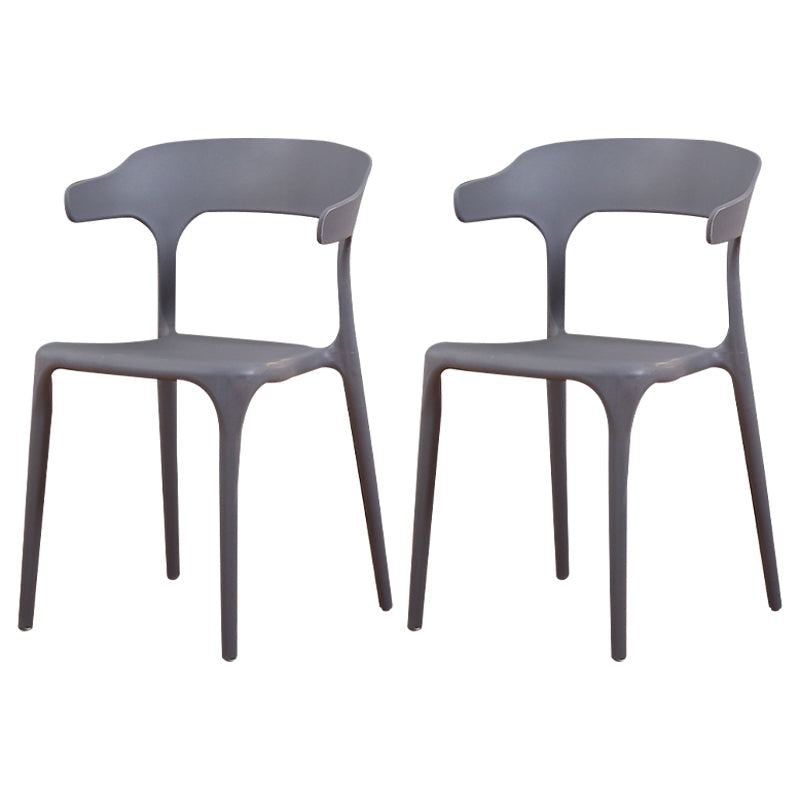 Modern Plastic Indoor-Outdoor Chair Home Stackable Open Back Dining Side Chair with Arm Dark Gray 2 Piece Set Clearhalo ' kitchen&dining_furn' 'Dining Chairs' 'Dining Tables & Seating' 'dining_chair' 'furn' 'furn_dining_chair' 'Furniture' 'furniture_dining_chair' 'Kitchen & Dining Furniture' 'kitchen' 3872334