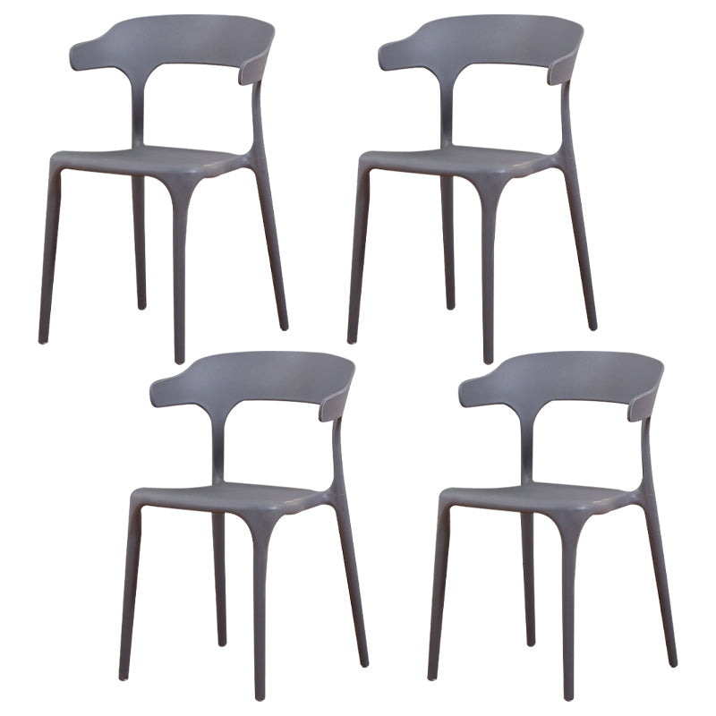 Modern Plastic Indoor-Outdoor Chair Home Stackable Open Back Dining Side Chair with Arm Dark Gray 4 Piece Set Clearhalo ' kitchen&dining_furn' 'Dining Chairs' 'Dining Tables & Seating' 'dining_chair' 'furn' 'furn_dining_chair' 'Furniture' 'furniture_dining_chair' 'Kitchen & Dining Furniture' 'kitchen' 3872336