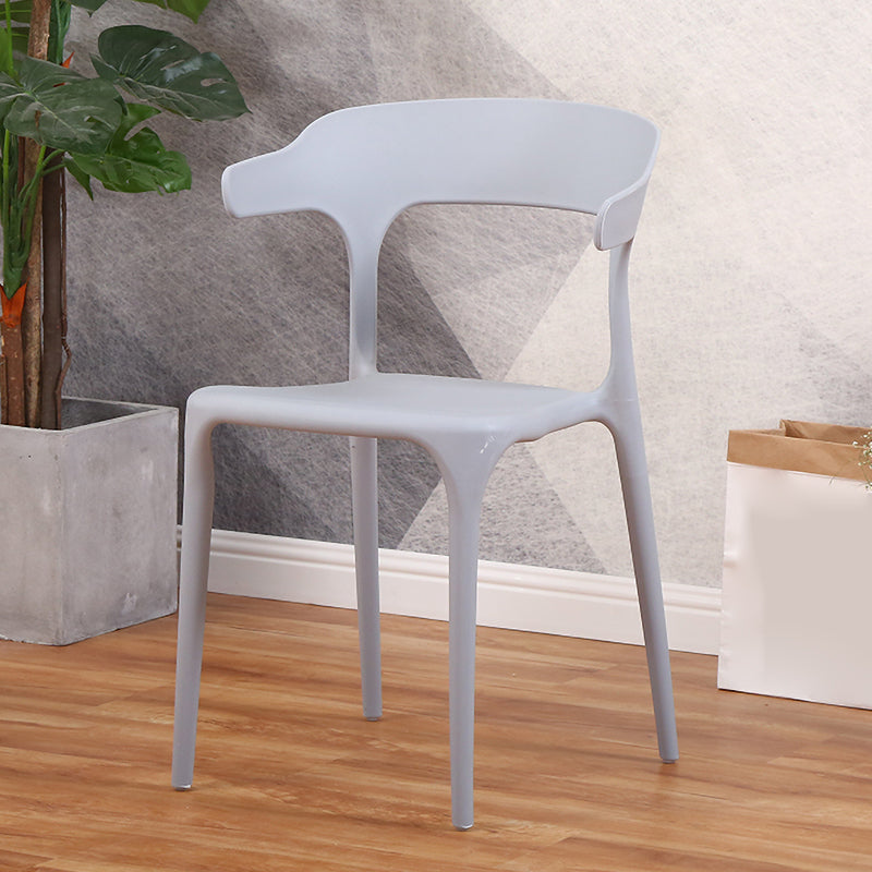 Modern Plastic Indoor-Outdoor Chair Home Stackable Open Back Dining Side Chair with Arm Light Gray 1 Piece Clearhalo ' kitchen&dining_furn' 'Dining Chairs' 'Dining Tables & Seating' 'dining_chair' 'furn' 'furn_dining_chair' 'Furniture' 'furniture_dining_chair' 'Kitchen & Dining Furniture' 'kitchen' 3872339