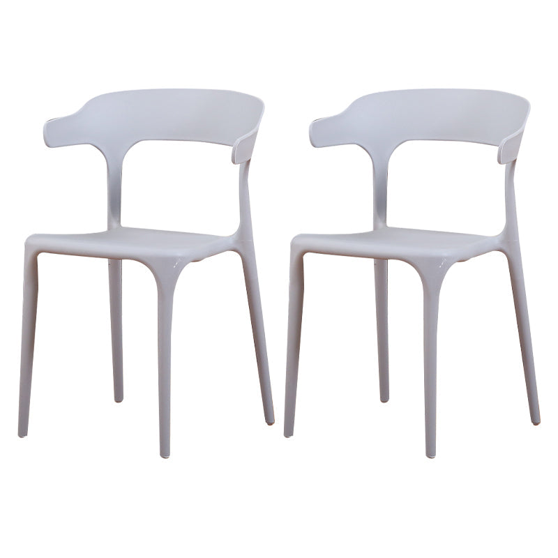 Modern Plastic Indoor-Outdoor Chair Home Stackable Open Back Dining Side Chair with Arm Light Gray 2 Piece Set Clearhalo ' kitchen&dining_furn' 'Dining Chairs' 'Dining Tables & Seating' 'dining_chair' 'furn' 'furn_dining_chair' 'Furniture' 'furniture_dining_chair' 'Kitchen & Dining Furniture' 'kitchen' 3872341