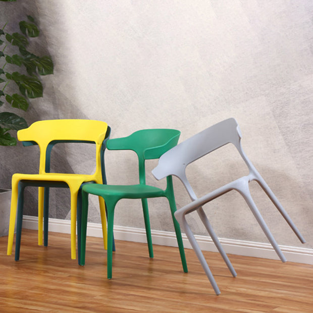 Modern Plastic Indoor-Outdoor Chair Home Stackable Open Back Dining Side Chair with Arm Clearhalo ' kitchen&dining_furn' 'Dining Chairs' 'Dining Tables & Seating' 'dining_chair' 'furn' 'furn_dining_chair' 'Furniture' 'furniture_dining_chair' 'Kitchen & Dining Furniture' 'kitchen' 3872342