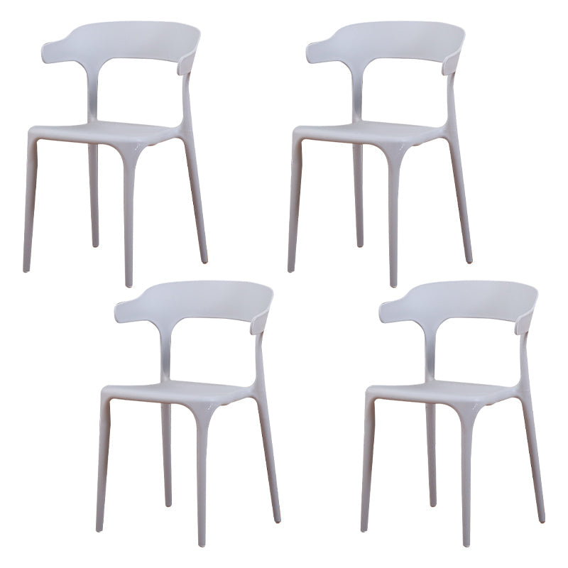 Modern Plastic Indoor-Outdoor Chair Home Stackable Open Back Dining Side Chair with Arm Light Gray 4 Piece Set Clearhalo ' kitchen&dining_furn' 'Dining Chairs' 'Dining Tables & Seating' 'dining_chair' 'furn' 'furn_dining_chair' 'Furniture' 'furniture_dining_chair' 'Kitchen & Dining Furniture' 'kitchen' 3872343