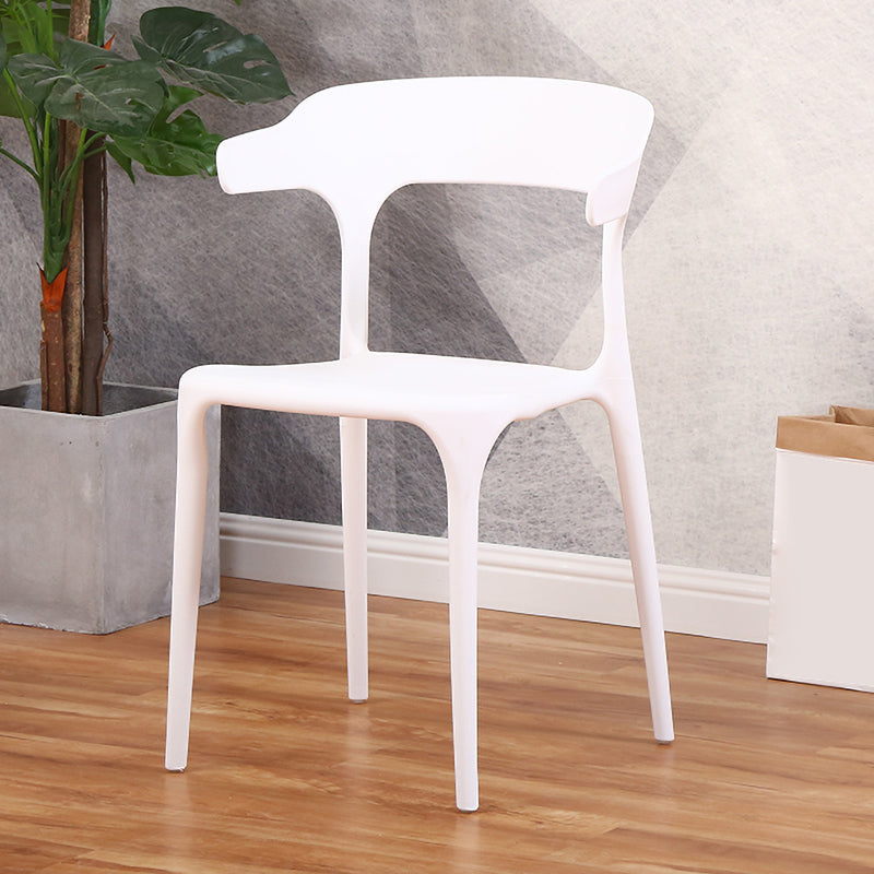 Modern Plastic Indoor-Outdoor Chair Home Stackable Open Back Dining Side Chair with Arm White 1 Piece Clearhalo ' kitchen&dining_furn' 'Dining Chairs' 'Dining Tables & Seating' 'dining_chair' 'furn' 'furn_dining_chair' 'Furniture' 'furniture_dining_chair' 'Kitchen & Dining Furniture' 'kitchen' 3872344