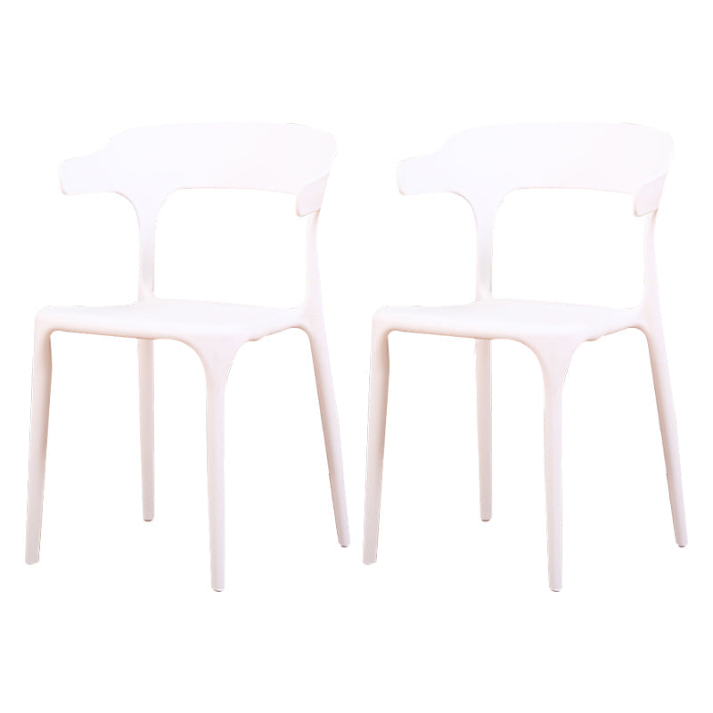 Modern Plastic Indoor-Outdoor Chair Home Stackable Open Back Dining Side Chair with Arm White 2 Piece Set Clearhalo ' kitchen&dining_furn' 'Dining Chairs' 'Dining Tables & Seating' 'dining_chair' 'furn' 'furn_dining_chair' 'Furniture' 'furniture_dining_chair' 'Kitchen & Dining Furniture' 'kitchen' 3872347