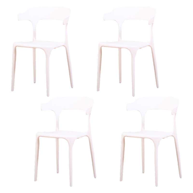 Modern Plastic Indoor-Outdoor Chair Home Stackable Open Back Dining Side Chair with Arm White 4 Piece Set Clearhalo ' kitchen&dining_furn' 'Dining Chairs' 'Dining Tables & Seating' 'dining_chair' 'furn' 'furn_dining_chair' 'Furniture' 'furniture_dining_chair' 'Kitchen & Dining Furniture' 'kitchen' 3872348
