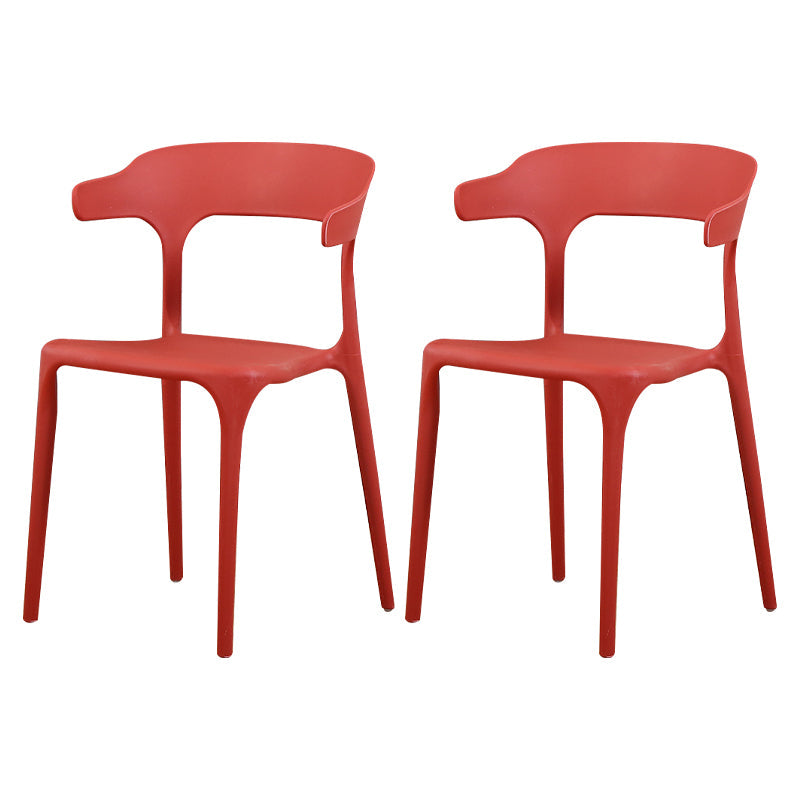 Modern Plastic Indoor-Outdoor Chair Home Stackable Open Back Dining Side Chair with Arm Red 2 Piece Set Clearhalo ' kitchen&dining_furn' 'Dining Chairs' 'Dining Tables & Seating' 'dining_chair' 'furn' 'furn_dining_chair' 'Furniture' 'furniture_dining_chair' 'Kitchen & Dining Furniture' 'kitchen' 3872350