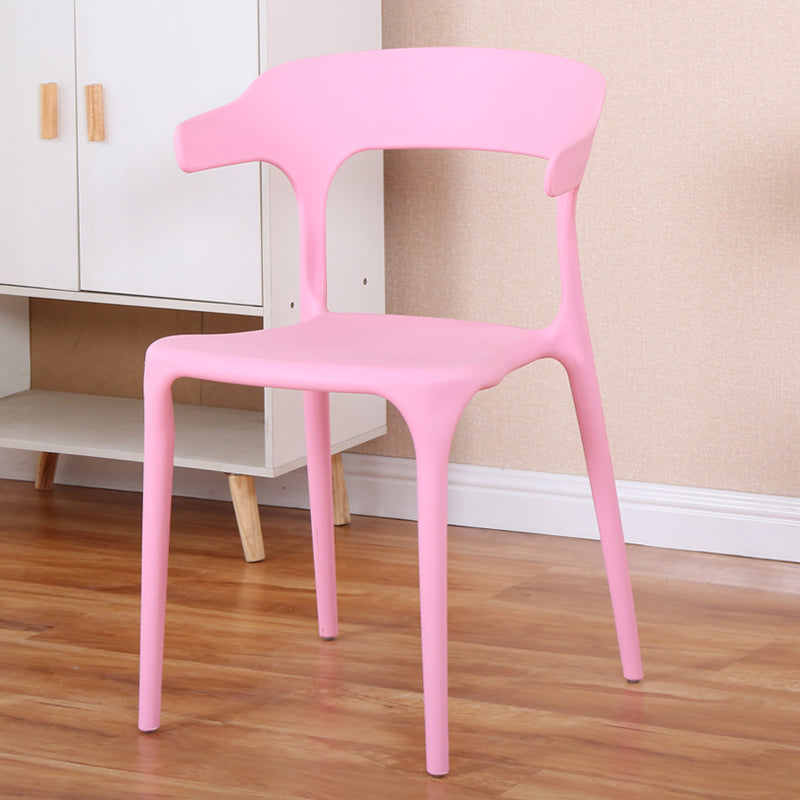Modern Plastic Indoor-Outdoor Chair Home Stackable Open Back Dining Side Chair with Arm Pink 1 Piece Clearhalo ' kitchen&dining_furn' 'Dining Chairs' 'Dining Tables & Seating' 'dining_chair' 'furn' 'furn_dining_chair' 'Furniture' 'furniture_dining_chair' 'Kitchen & Dining Furniture' 'kitchen' 3872352