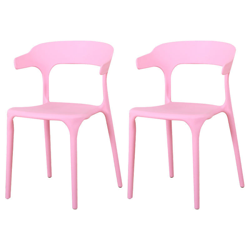 Modern Plastic Indoor-Outdoor Chair Home Stackable Open Back Dining Side Chair with Arm Pink 2 Piece Set Clearhalo ' kitchen&dining_furn' 'Dining Chairs' 'Dining Tables & Seating' 'dining_chair' 'furn' 'furn_dining_chair' 'Furniture' 'furniture_dining_chair' 'Kitchen & Dining Furniture' 'kitchen' 3872353