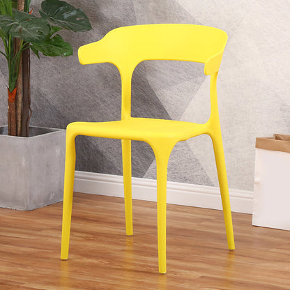 Modern Plastic Indoor-Outdoor Chair Home Stackable Open Back Dining Side Chair with Arm Yellow 1 Piece Clearhalo ' kitchen&dining_furn' 'Dining Chairs' 'Dining Tables & Seating' 'dining_chair' 'furn' 'furn_dining_chair' 'Furniture' 'furniture_dining_chair' 'Kitchen & Dining Furniture' 'kitchen' 3872355
