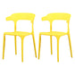 Modern Plastic Indoor-Outdoor Chair Home Stackable Open Back Dining Side Chair with Arm Yellow 2 Piece Set Clearhalo ' kitchen&dining_furn' 'Dining Chairs' 'Dining Tables & Seating' 'dining_chair' 'furn' 'furn_dining_chair' 'Furniture' 'furniture_dining_chair' 'Kitchen & Dining Furniture' 'kitchen' 3872356