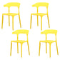 Modern Plastic Indoor-Outdoor Chair Home Stackable Open Back Dining Side Chair with Arm Yellow 4 Piece Set Clearhalo ' kitchen&dining_furn' 'Dining Chairs' 'Dining Tables & Seating' 'dining_chair' 'furn' 'furn_dining_chair' 'Furniture' 'furniture_dining_chair' 'Kitchen & Dining Furniture' 'kitchen' 3872357