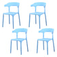 Modern Plastic Indoor-Outdoor Chair Home Stackable Open Back Dining Side Chair with Arm Light Blue 4 Piece Set Clearhalo ' kitchen&dining_furn' 'Dining Chairs' 'Dining Tables & Seating' 'dining_chair' 'furn' 'furn_dining_chair' 'Furniture' 'furniture_dining_chair' 'Kitchen & Dining Furniture' 'kitchen' 3872360