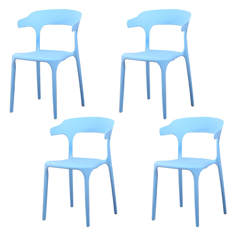 Modern Plastic Indoor-Outdoor Chair Home Stackable Open Back Dining Side Chair with Arm Light Blue 4 Piece Set Clearhalo ' kitchen&dining_furn' 'Dining Chairs' 'Dining Tables & Seating' 'dining_chair' 'furn' 'furn_dining_chair' 'Furniture' 'furniture_dining_chair' 'Kitchen & Dining Furniture' 'kitchen' 3872360