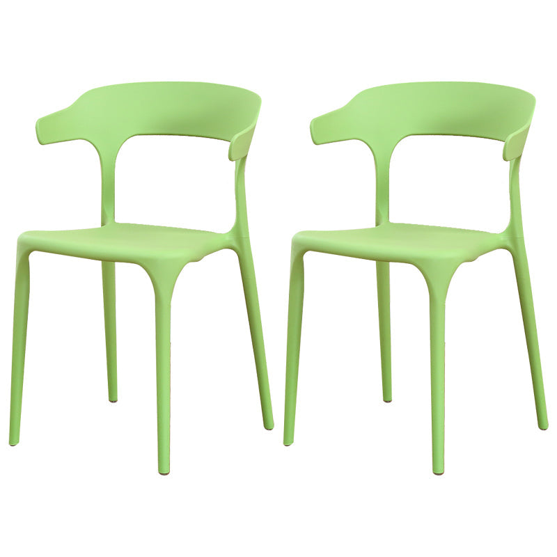 Modern Plastic Indoor-Outdoor Chair Home Stackable Open Back Dining Side Chair with Arm Light Green 2 Piece Set Clearhalo ' kitchen&dining_furn' 'Dining Chairs' 'Dining Tables & Seating' 'dining_chair' 'furn' 'furn_dining_chair' 'Furniture' 'furniture_dining_chair' 'Kitchen & Dining Furniture' 'kitchen' 3872362