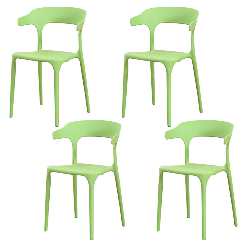 Modern Plastic Indoor-Outdoor Chair Home Stackable Open Back Dining Side Chair with Arm Light Green 4 Piece Set Clearhalo ' kitchen&dining_furn' 'Dining Chairs' 'Dining Tables & Seating' 'dining_chair' 'furn' 'furn_dining_chair' 'Furniture' 'furniture_dining_chair' 'Kitchen & Dining Furniture' 'kitchen' 3872363
