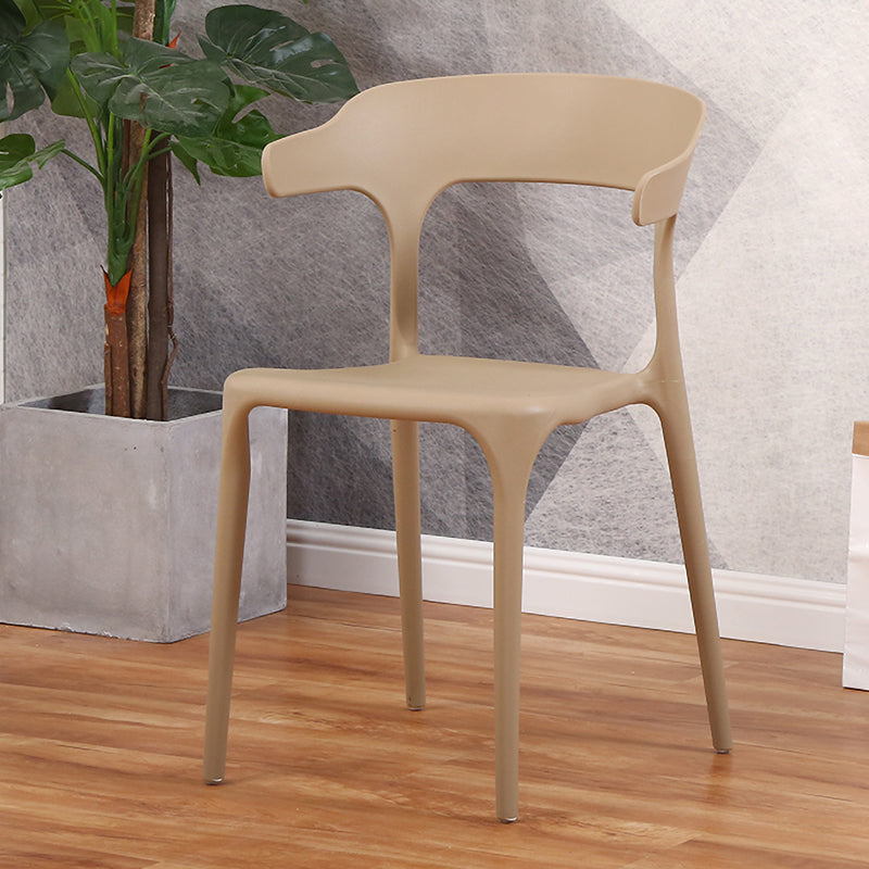 Modern Plastic Indoor-Outdoor Chair Home Stackable Open Back Dining Side Chair with Arm Camel 1 Piece Clearhalo ' kitchen&dining_furn' 'Dining Chairs' 'Dining Tables & Seating' 'dining_chair' 'furn' 'furn_dining_chair' 'Furniture' 'furniture_dining_chair' 'Kitchen & Dining Furniture' 'kitchen' 3872364