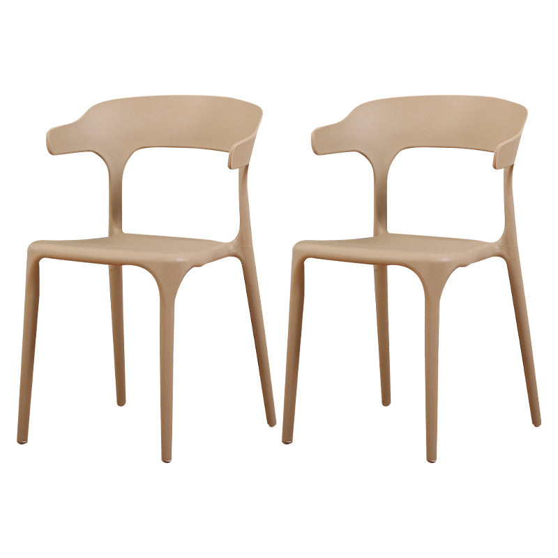 Modern Plastic Indoor-Outdoor Chair Home Stackable Open Back Dining Side Chair with Arm Camel 2 Piece Set Clearhalo ' kitchen&dining_furn' 'Dining Chairs' 'Dining Tables & Seating' 'dining_chair' 'furn' 'furn_dining_chair' 'Furniture' 'furniture_dining_chair' 'Kitchen & Dining Furniture' 'kitchen' 3872365