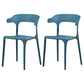 Modern Plastic Indoor-Outdoor Chair Home Stackable Open Back Dining Side Chair with Arm Dark Blue 2 Piece Set Clearhalo ' kitchen&dining_furn' 'Dining Chairs' 'Dining Tables & Seating' 'dining_chair' 'furn' 'furn_dining_chair' 'Furniture' 'furniture_dining_chair' 'Kitchen & Dining Furniture' 'kitchen' 3872368