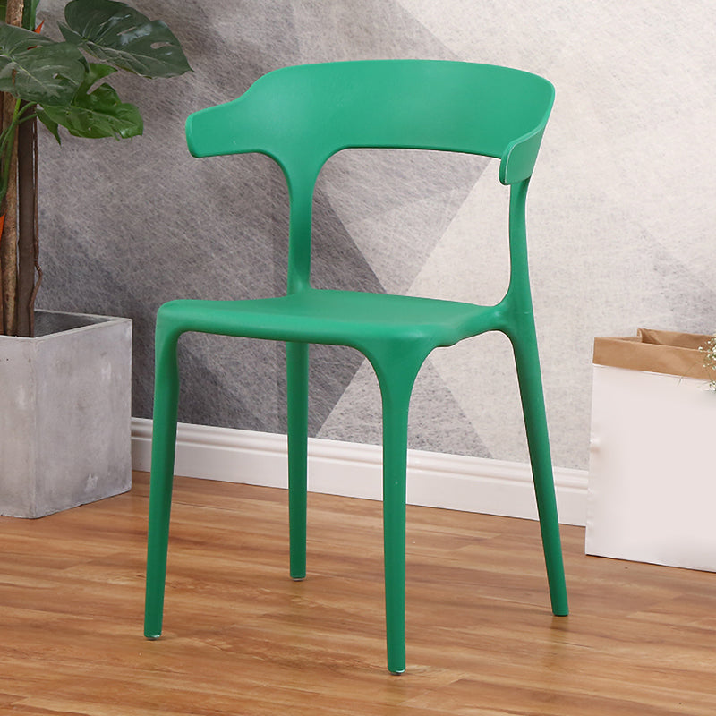 Modern Plastic Indoor-Outdoor Chair Home Stackable Open Back Dining Side Chair with Arm Blackish Green 1 Piece Clearhalo ' kitchen&dining_furn' 'Dining Chairs' 'Dining Tables & Seating' 'dining_chair' 'furn' 'furn_dining_chair' 'Furniture' 'furniture_dining_chair' 'Kitchen & Dining Furniture' 'kitchen' 3872370
