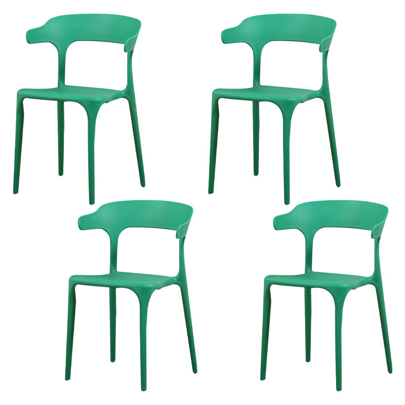Modern Plastic Indoor-Outdoor Chair Home Stackable Open Back Dining Side Chair with Arm Blackish Green 4 Piece Set Clearhalo ' kitchen&dining_furn' 'Dining Chairs' 'Dining Tables & Seating' 'dining_chair' 'furn' 'furn_dining_chair' 'Furniture' 'furniture_dining_chair' 'Kitchen & Dining Furniture' 'kitchen' 3872372