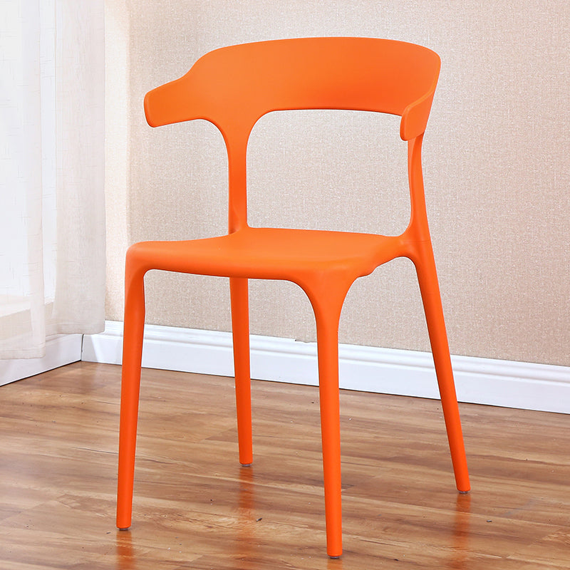 Modern Plastic Indoor-Outdoor Chair Home Stackable Open Back Dining Side Chair with Arm Orange-Red 1 Piece Clearhalo ' kitchen&dining_furn' 'Dining Chairs' 'Dining Tables & Seating' 'dining_chair' 'furn' 'furn_dining_chair' 'Furniture' 'furniture_dining_chair' 'Kitchen & Dining Furniture' 'kitchen' 3872373