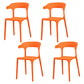 Modern Plastic Indoor-Outdoor Chair Home Stackable Open Back Dining Side Chair with Arm Orange-Red 4 Piece Set Clearhalo ' kitchen&dining_furn' 'Dining Chairs' 'Dining Tables & Seating' 'dining_chair' 'furn' 'furn_dining_chair' 'Furniture' 'furniture_dining_chair' 'Kitchen & Dining Furniture' 'kitchen' 3872375