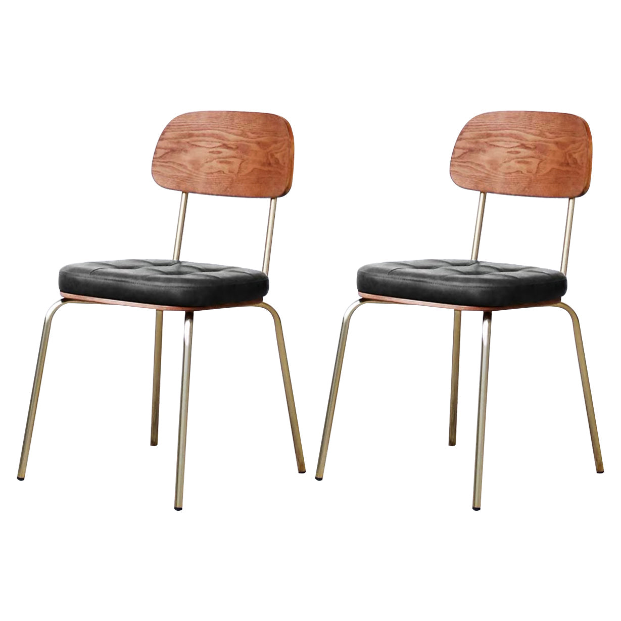 Industrial Style PU Leather Dining Chairs Open Back Dining Arm Side Chairs for Home Black 2 Piece Set Clearhalo ' kitchen&dining_furn' 'Dining Chairs' 'Dining Tables & Seating' 'dining_chair' 'furn' 'furn_dining_chair' 'Furniture' 'furniture_dining_chair' 'Kitchen & Dining Furniture' 'kitchen' 3872379