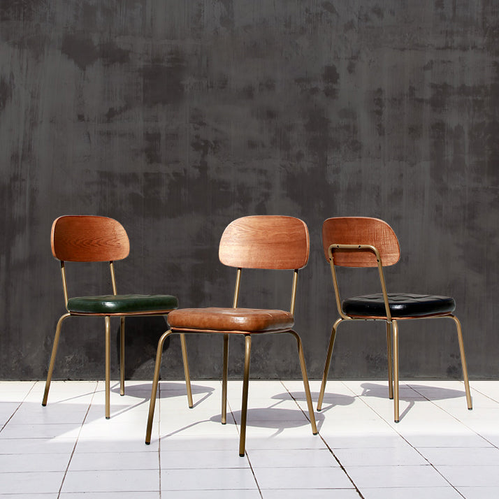 Industrial Style PU Leather Dining Chairs Open Back Dining Arm Side Chairs for Home Clearhalo ' kitchen&dining_furn' 'Dining Chairs' 'Dining Tables & Seating' 'dining_chair' 'furn' 'furn_dining_chair' 'Furniture' 'furniture_dining_chair' 'Kitchen & Dining Furniture' 'kitchen' 3872380