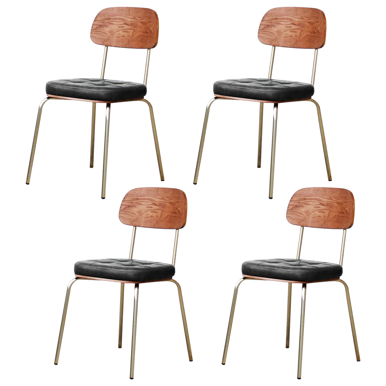 Industrial Style PU Leather Dining Chairs Open Back Dining Arm Side Chairs for Home Black 4 Piece Set Clearhalo ' kitchen&dining_furn' 'Dining Chairs' 'Dining Tables & Seating' 'dining_chair' 'furn' 'furn_dining_chair' 'Furniture' 'furniture_dining_chair' 'Kitchen & Dining Furniture' 'kitchen' 3872381