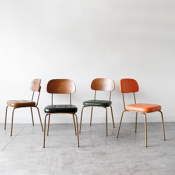 Industrial Style PU Leather Dining Chairs Open Back Dining Arm Side Chairs for Home Clearhalo ' kitchen&dining_furn' 'Dining Chairs' 'Dining Tables & Seating' 'dining_chair' 'furn' 'furn_dining_chair' 'Furniture' 'furniture_dining_chair' 'Kitchen & Dining Furniture' 'kitchen' 3872382