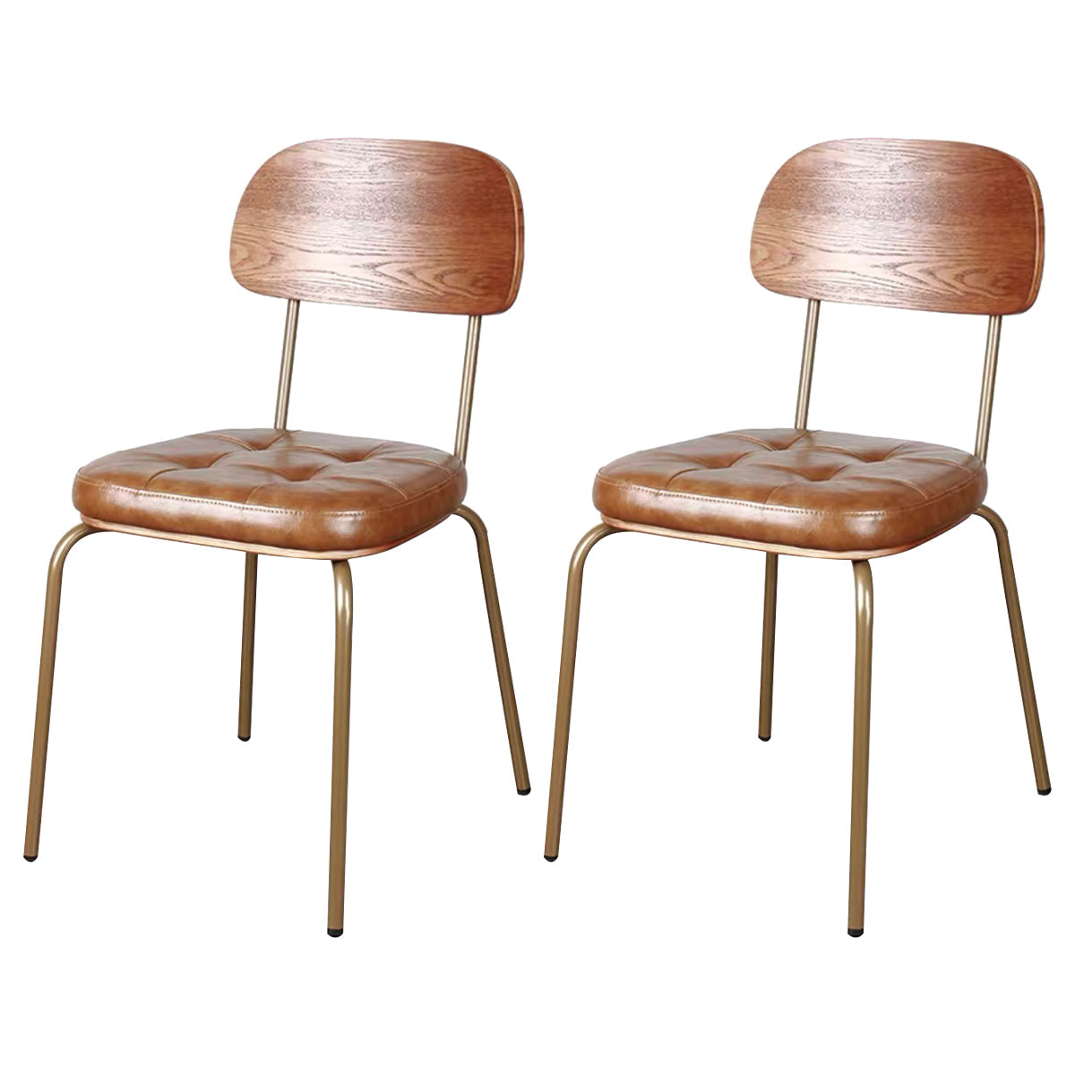 Industrial Style PU Leather Dining Chairs Open Back Dining Arm Side Chairs for Home Brown 2 Piece Set Clearhalo ' kitchen&dining_furn' 'Dining Chairs' 'Dining Tables & Seating' 'dining_chair' 'furn' 'furn_dining_chair' 'Furniture' 'furniture_dining_chair' 'Kitchen & Dining Furniture' 'kitchen' 3872385