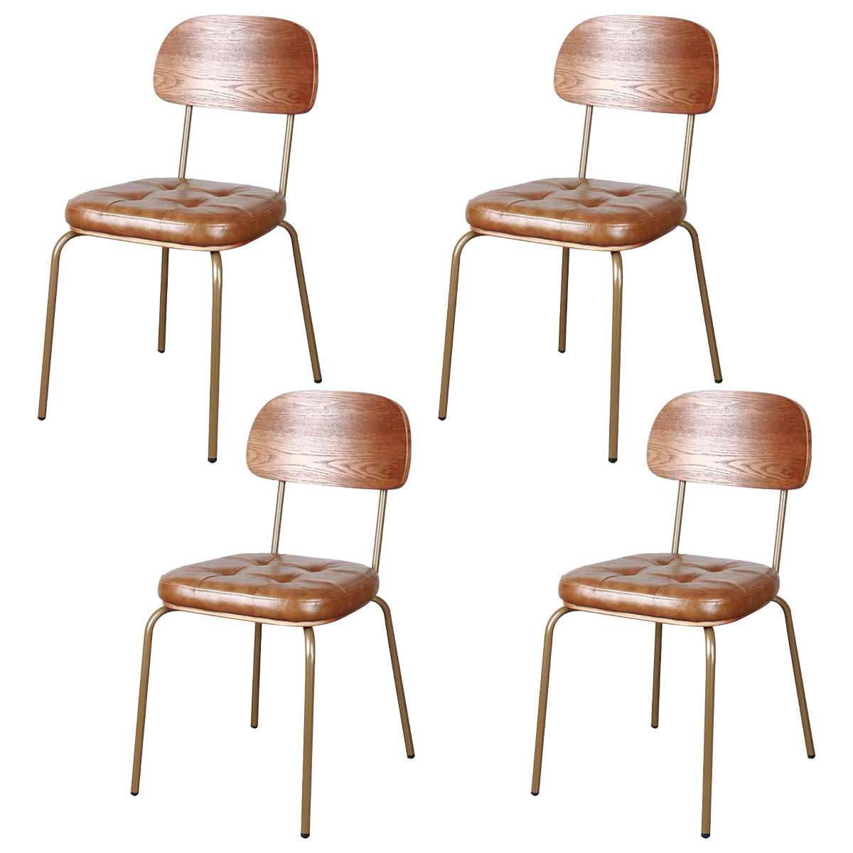 Industrial Style PU Leather Dining Chairs Open Back Dining Arm Side Chairs for Home Brown 4 Piece Set Clearhalo ' kitchen&dining_furn' 'Dining Chairs' 'Dining Tables & Seating' 'dining_chair' 'furn' 'furn_dining_chair' 'Furniture' 'furniture_dining_chair' 'Kitchen & Dining Furniture' 'kitchen' 3872388