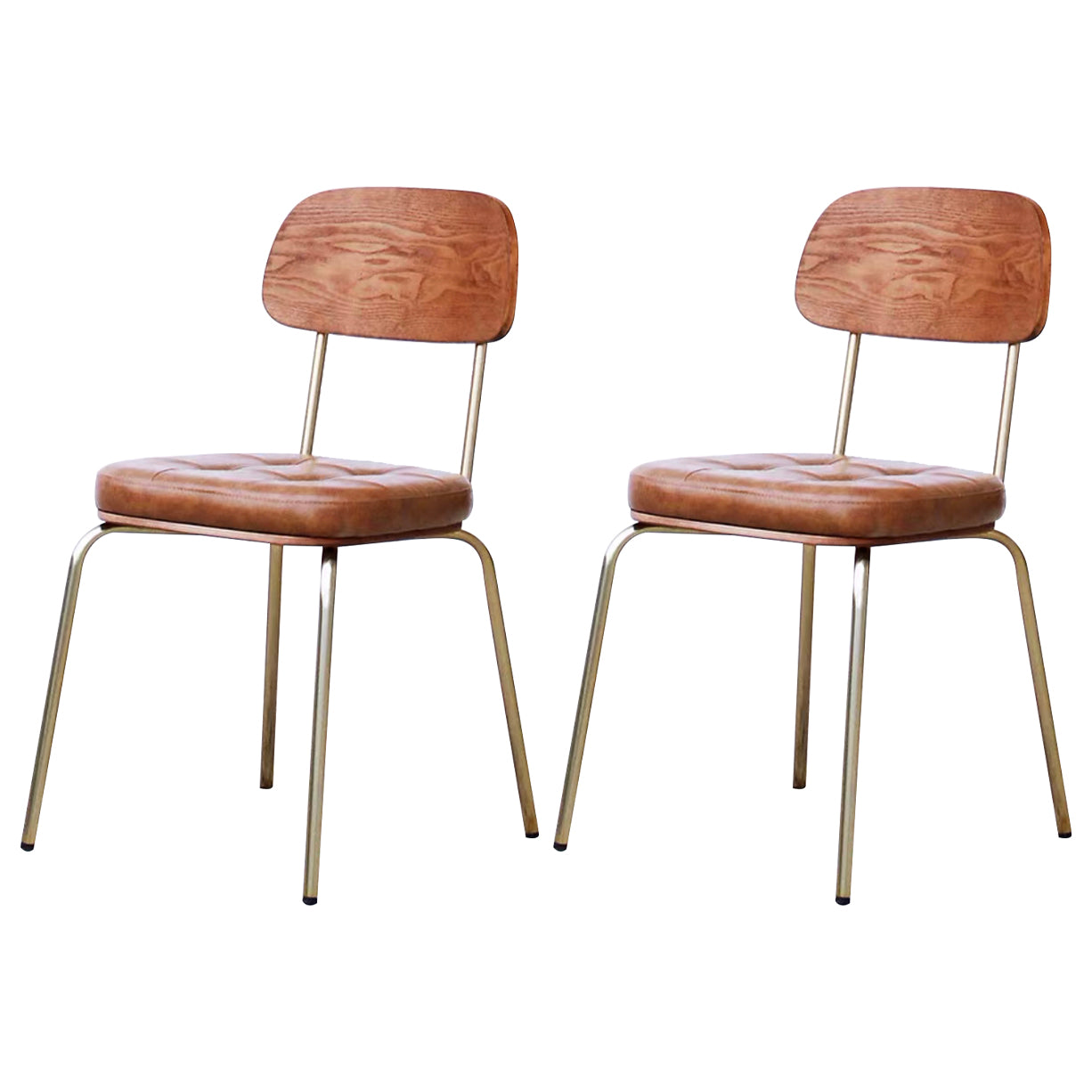 Industrial Style PU Leather Dining Chairs Open Back Dining Arm Side Chairs for Home Dark Brown 2 Piece Set Clearhalo ' kitchen&dining_furn' 'Dining Chairs' 'Dining Tables & Seating' 'dining_chair' 'furn' 'furn_dining_chair' 'Furniture' 'furniture_dining_chair' 'Kitchen & Dining Furniture' 'kitchen' 3872391