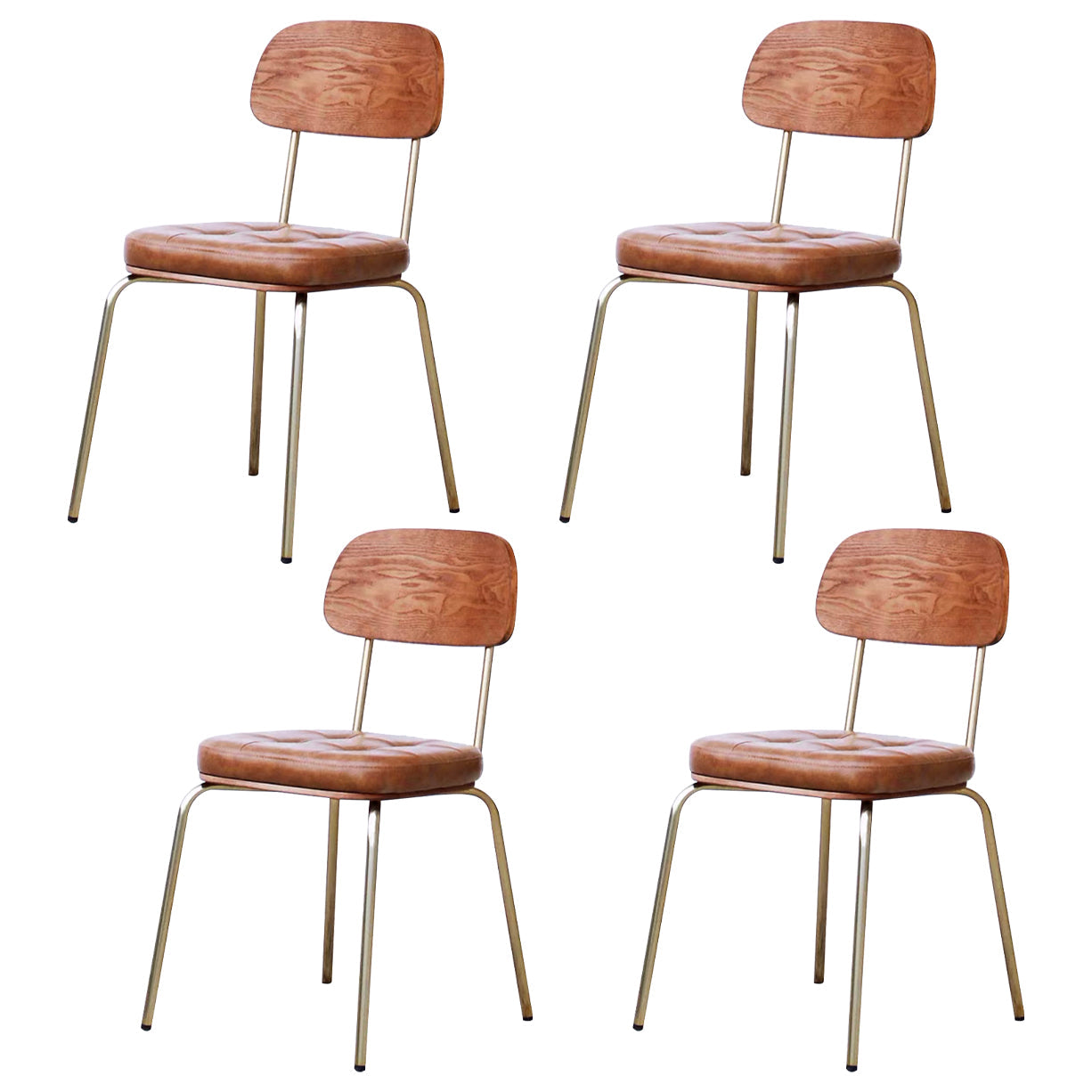 Industrial Style PU Leather Dining Chairs Open Back Dining Arm Side Chairs for Home Dark Brown 4 Piece Set Clearhalo ' kitchen&dining_furn' 'Dining Chairs' 'Dining Tables & Seating' 'dining_chair' 'furn' 'furn_dining_chair' 'Furniture' 'furniture_dining_chair' 'Kitchen & Dining Furniture' 'kitchen' 3872393