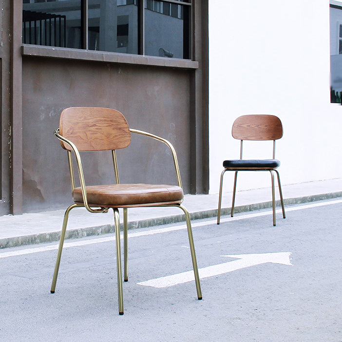 Industrial Style PU Leather Dining Chairs Open Back Dining Arm Side Chairs for Home Clearhalo ' kitchen&dining_furn' 'Dining Chairs' 'Dining Tables & Seating' 'dining_chair' 'furn' 'furn_dining_chair' 'Furniture' 'furniture_dining_chair' 'Kitchen & Dining Furniture' 'kitchen' 3872395