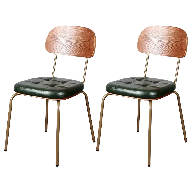 Industrial Style PU Leather Dining Chairs Open Back Dining Arm Side Chairs for Home Blackish Green 2 Piece Set Clearhalo ' kitchen&dining_furn' 'Dining Chairs' 'Dining Tables & Seating' 'dining_chair' 'furn' 'furn_dining_chair' 'Furniture' 'furniture_dining_chair' 'Kitchen & Dining Furniture' 'kitchen' 3872398