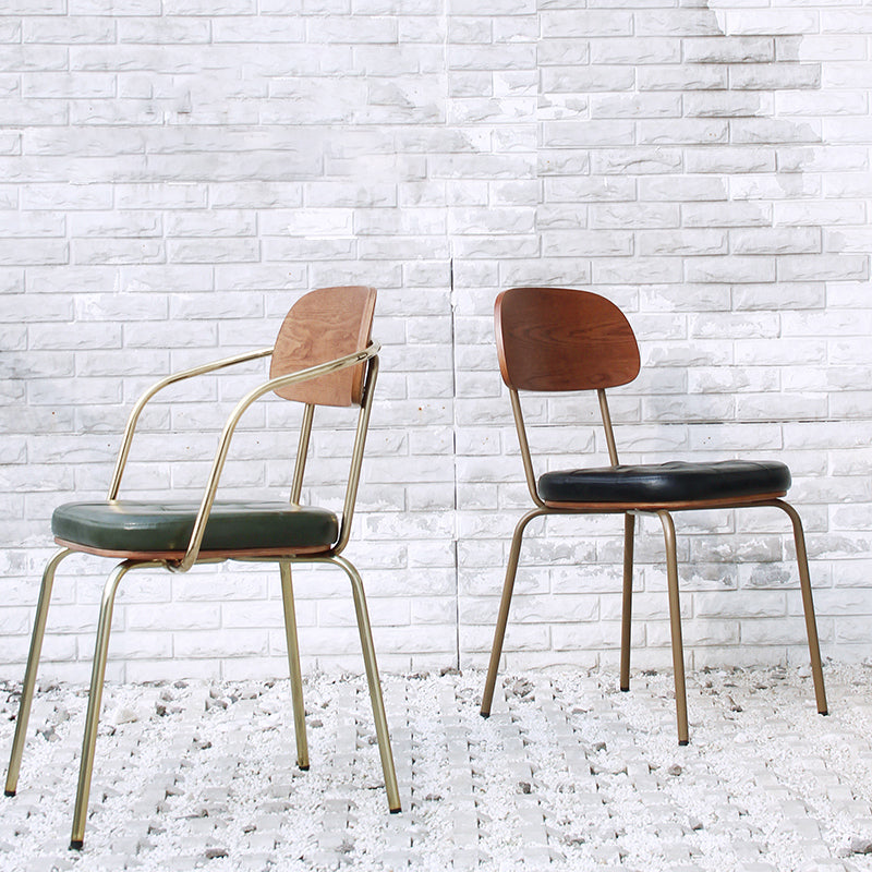 Industrial Style PU Leather Dining Chairs Open Back Dining Arm Side Chairs for Home Clearhalo ' kitchen&dining_furn' 'Dining Chairs' 'Dining Tables & Seating' 'dining_chair' 'furn' 'furn_dining_chair' 'Furniture' 'furniture_dining_chair' 'Kitchen & Dining Furniture' 'kitchen' 3872400