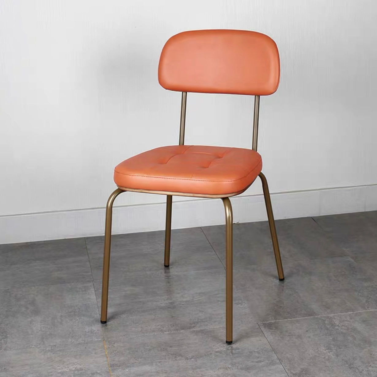 Industrial Style PU Leather Dining Chairs Open Back Dining Arm Side Chairs for Home Orange 1 Piece Clearhalo ' kitchen&dining_furn' 'Dining Chairs' 'Dining Tables & Seating' 'dining_chair' 'furn' 'furn_dining_chair' 'Furniture' 'furniture_dining_chair' 'Kitchen & Dining Furniture' 'kitchen' 3872402