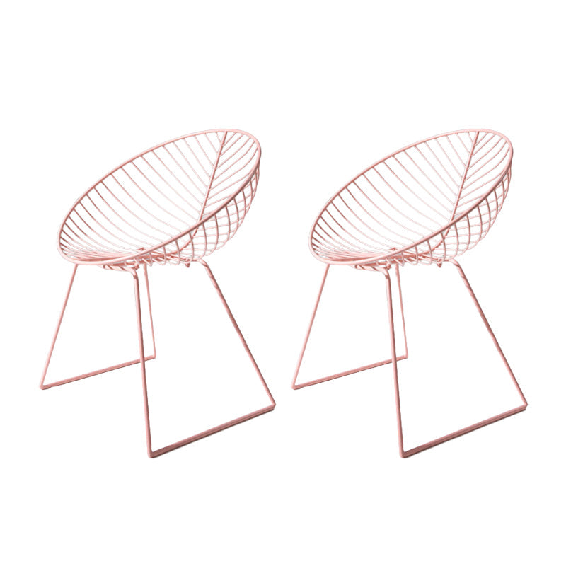 Industrial Style Armless Dining Chairs Dining Side Chairs with Metal Legs Pink 2 Piece Set Clearhalo ' kitchen&dining_furn' 'Dining Chairs' 'Dining Tables & Seating' 'dining_chair' 'furn' 'furn_dining_chair' 'Furniture' 'furniture_dining_chair' 'Kitchen & Dining Furniture' 'kitchen' 3872408