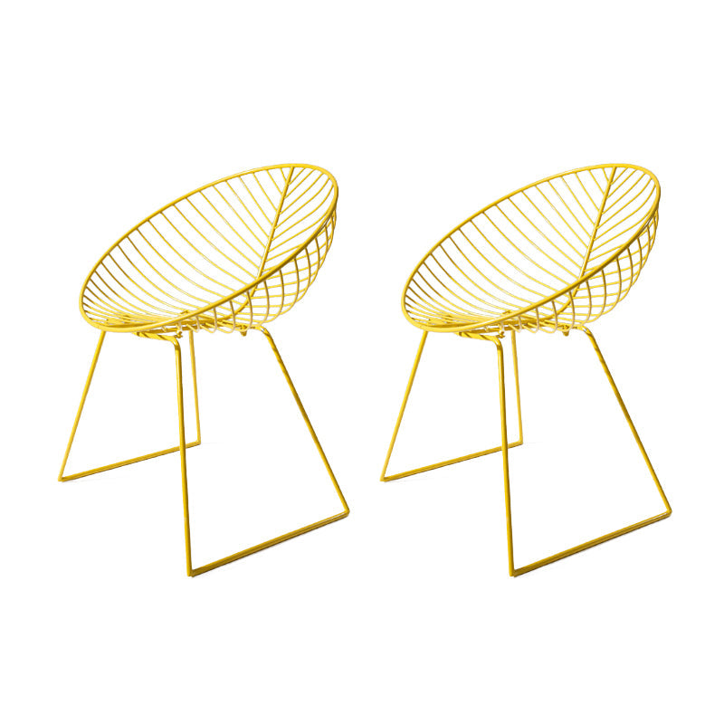 Industrial Style Armless Dining Chairs Dining Side Chairs with Metal Legs Yellow 2 Piece Set Clearhalo ' kitchen&dining_furn' 'Dining Chairs' 'Dining Tables & Seating' 'dining_chair' 'furn' 'furn_dining_chair' 'Furniture' 'furniture_dining_chair' 'Kitchen & Dining Furniture' 'kitchen' 3872419