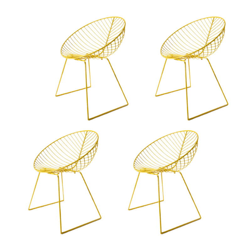 Industrial Style Armless Dining Chairs Dining Side Chairs with Metal Legs Yellow 4 Piece Set Clearhalo ' kitchen&dining_furn' 'Dining Chairs' 'Dining Tables & Seating' 'dining_chair' 'furn' 'furn_dining_chair' 'Furniture' 'furniture_dining_chair' 'Kitchen & Dining Furniture' 'kitchen' 3872421