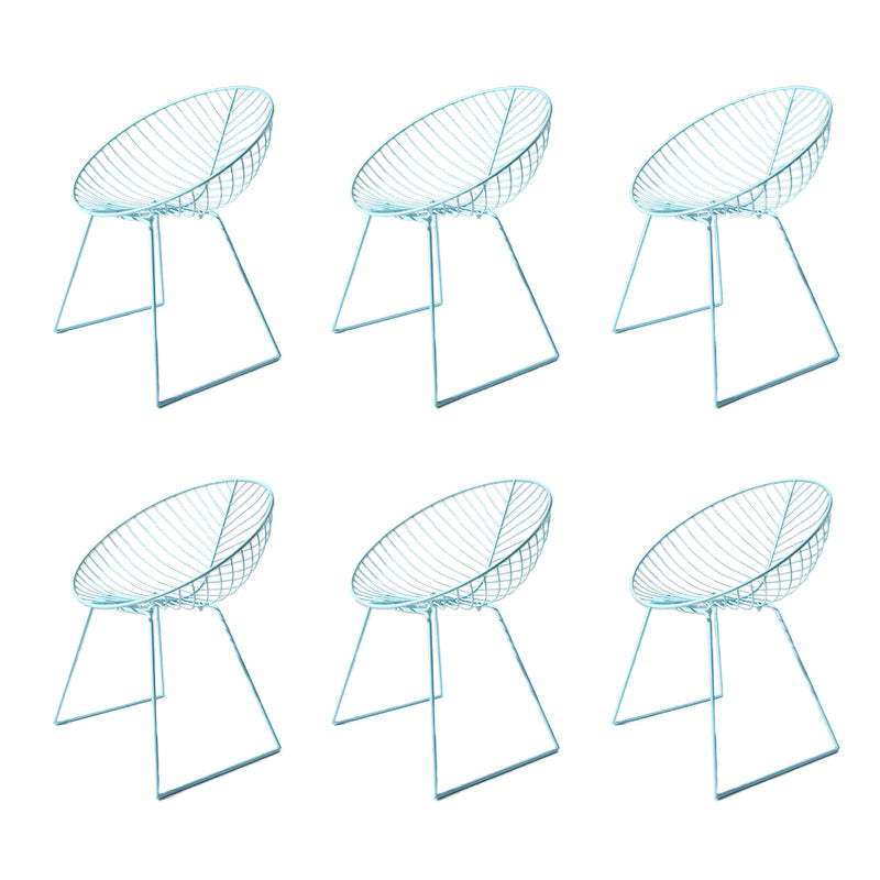 Industrial Style Armless Dining Chairs Dining Side Chairs with Metal Legs Blue 6 Piece Set Clearhalo ' kitchen&dining_furn' 'Dining Chairs' 'Dining Tables & Seating' 'dining_chair' 'furn' 'furn_dining_chair' 'Furniture' 'furniture_dining_chair' 'Kitchen & Dining Furniture' 'kitchen' 3872434