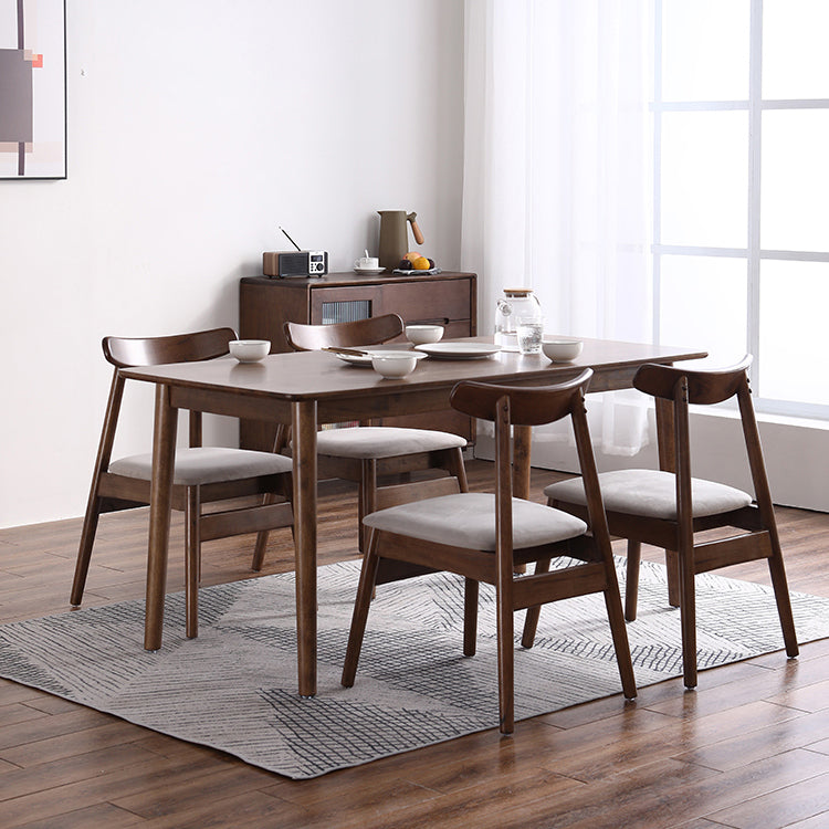 Rectangle Rubber Wood Table Modern Dining Table in Walnut with 4 Legs for Restaurant Clearhalo ' dining_table' 'Dining Tables & Seating' 'Dining Tables' 'furn' 'furn_dining_table' 'Furniture' 'furniture_dining_table' 'Kitchen & Dining Furniture' 'kitchen&dining_furn' 'kitchen' 'kitchen_dining_table' 3875591
