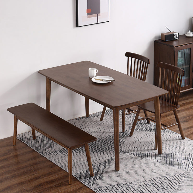 Rectangle Rubber Wood Table Modern Dining Table in Walnut with 4 Legs for Restaurant Clearhalo ' dining_table' 'Dining Tables & Seating' 'Dining Tables' 'furn' 'furn_dining_table' 'Furniture' 'furniture_dining_table' 'Kitchen & Dining Furniture' 'kitchen&dining_furn' 'kitchen' 'kitchen_dining_table' 3875597