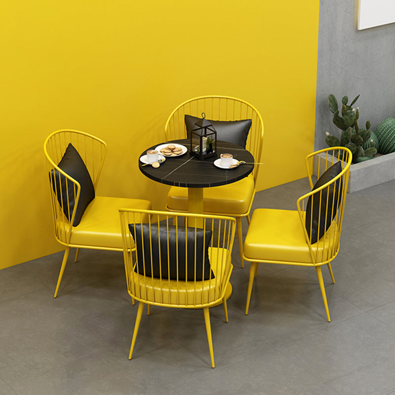 Industrial Dining Table Black Sintered Stone Table with Yellow Metal Base for Dining Room Clearhalo ' dining_table' 'Dining Tables & Seating' 'Dining Tables' 'furn' 'furn_dining_table' 'Furniture' 'furniture_dining_table' 'Kitchen & Dining Furniture' 'kitchen&dining_furn' 'kitchen' 'kitchen_dining_table' 3875599