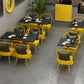 Industrial Dining Table Black Sintered Stone Table with Yellow Metal Base for Dining Room Clearhalo ' dining_table' 'Dining Tables & Seating' 'Dining Tables' 'furn' 'furn_dining_table' 'Furniture' 'furniture_dining_table' 'Kitchen & Dining Furniture' 'kitchen&dining_furn' 'kitchen' 'kitchen_dining_table' 3875600