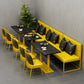 Industrial Dining Table Black Sintered Stone Table with Yellow Metal Base for Dining Room Clearhalo ' dining_table' 'Dining Tables & Seating' 'Dining Tables' 'furn' 'furn_dining_table' 'Furniture' 'furniture_dining_table' 'Kitchen & Dining Furniture' 'kitchen&dining_furn' 'kitchen' 'kitchen_dining_table' 3875602