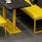 Industrial Dining Table Black Sintered Stone Table with Yellow Metal Base for Dining Room Clearhalo ' dining_table' 'Dining Tables & Seating' 'Dining Tables' 'furn' 'furn_dining_table' 'Furniture' 'furniture_dining_table' 'Kitchen & Dining Furniture' 'kitchen&dining_furn' 'kitchen' 'kitchen_dining_table' 3875606