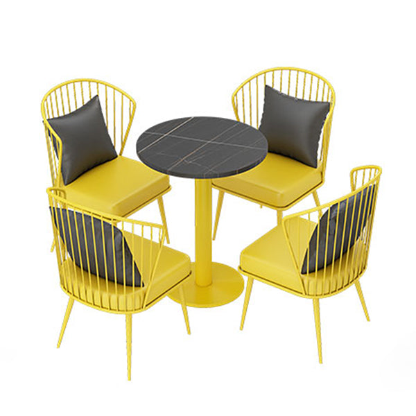 Industrial Dining Table Black Sintered Stone Table with Yellow Metal Base for Dining Room Clearhalo ' dining_table' 'Dining Tables & Seating' 'Dining Tables' 'furn' 'furn_dining_table' 'Furniture' 'furniture_dining_table' 'Kitchen & Dining Furniture' 'kitchen&dining_furn' 'kitchen' 'kitchen_dining_table' 3875608