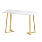 Traditional Luxury Dining Room Table Sintered Stone Table with Gold Metal Base Rectangle Without Chairs Clearhalo ' dining_table' 'Dining Tables & Seating' 'Dining Tables' 'furn' 'furn_dining_table' 'Furniture' 'furniture_dining_table' 'Kitchen & Dining Furniture' 'kitchen&dining_furn' 'kitchen' 'kitchen_dining_table' 3875627